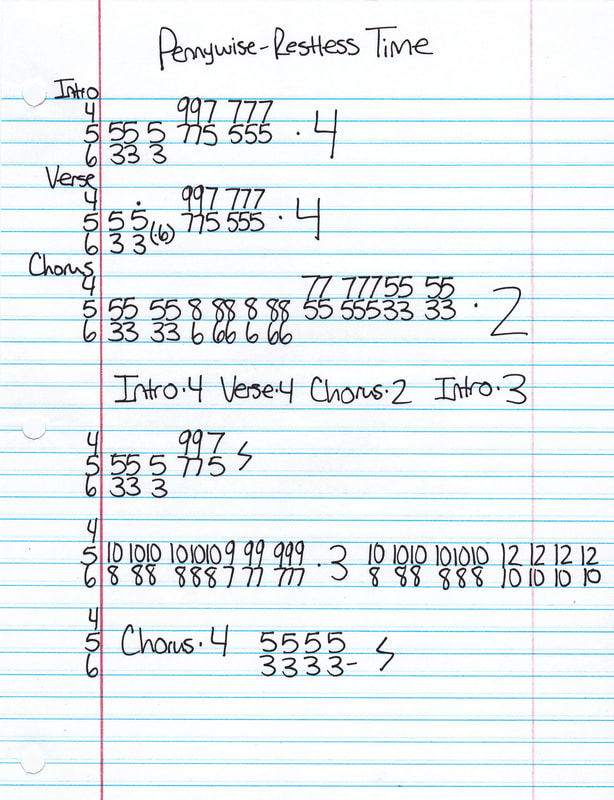 High quality guitar tab for Restless Time by Pennywise off of the album Yesterdays. ***Complete and accurate guitar tab!***